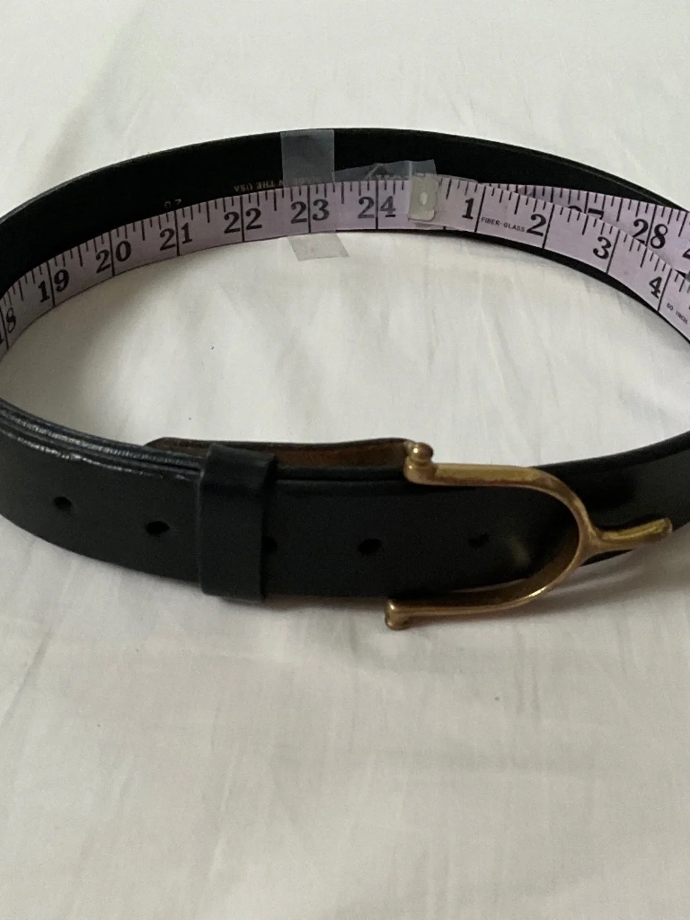 TORY LEATHER Brass Spur Buckle Belt Black 28”